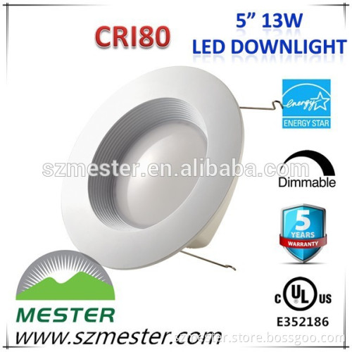13w 18w 5" or 6" dimmable LED recessed lighting retrofit white baffle trim